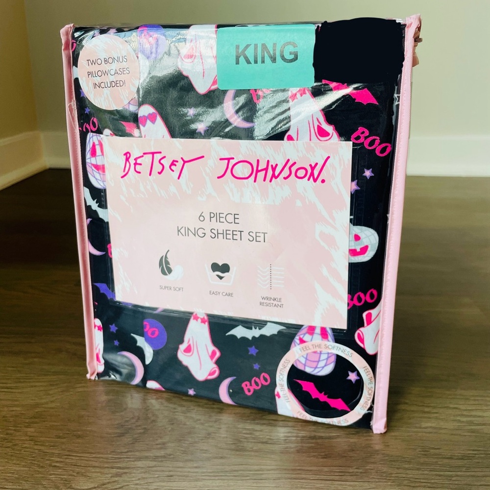 Viral tiktok New Betsey Johnson Halloween Disco Ghost King Size Bedsheets